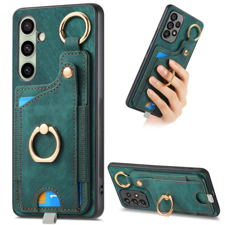Custodia per telefono con borsa per carte ad anello in stile retrò con anello per appendere, For Samsung Galaxy A57 5G, For Samsung Galaxy A37 5G, For Samsung Galaxy S25 Edge 5G, For Samsung Galaxy A56 5G