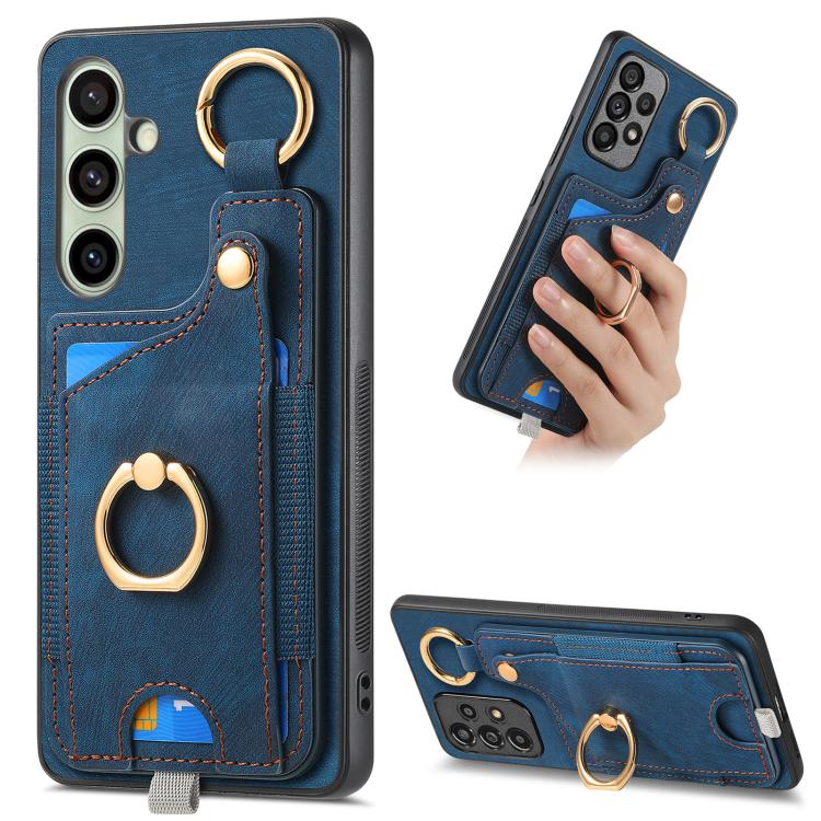 Custodia per telefono con borsa per carte ad anello in stile retrò con anello per appendere, For Samsung Galaxy A57 5G, For Samsung Galaxy A37 5G, For Samsung Galaxy S25 Edge 5G, For Samsung Galaxy A56 5G
