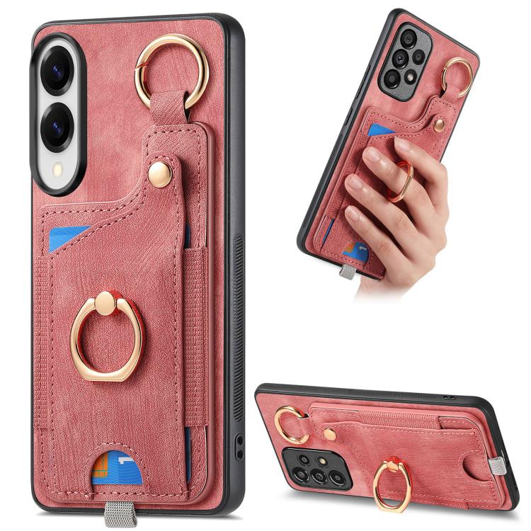 Custodia per telefono con borsa per carte ad anello in stile retrò con anello per appendere, For Samsung Galaxy A57 5G, For Samsung Galaxy A37 5G, For Samsung Galaxy S25 Edge 5G, For Samsung Galaxy A56 5G