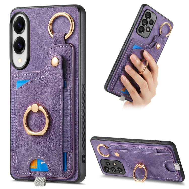 Custodia per telefono con borsa per carte ad anello in stile retrò con anello per appendere, For Samsung Galaxy A57 5G, For Samsung Galaxy A37 5G, For Samsung Galaxy S25 Edge 5G, For Samsung Galaxy A56 5G