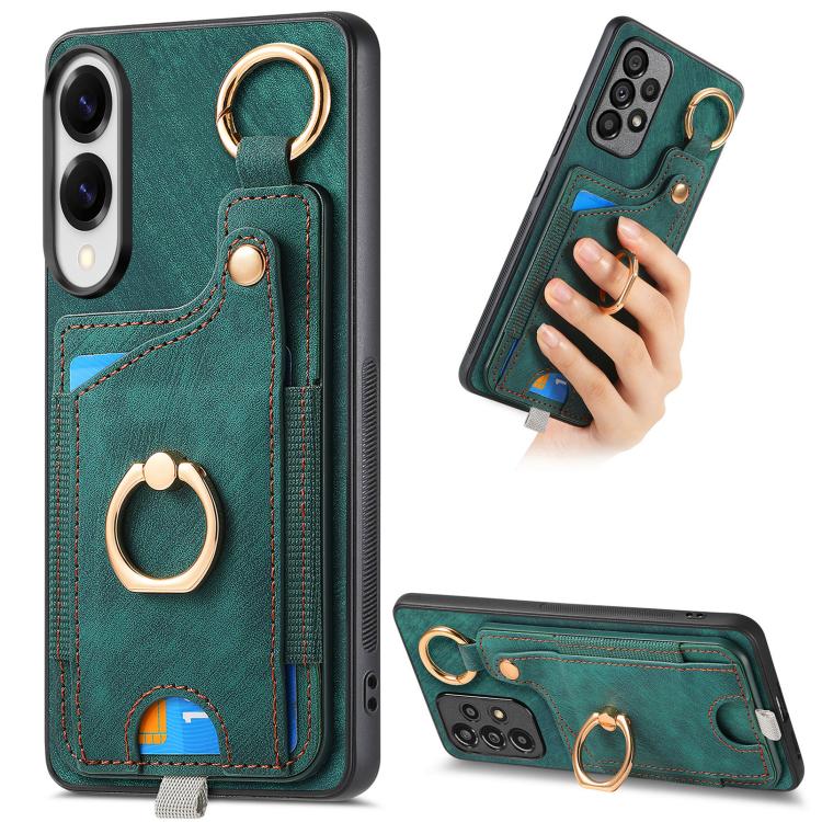 Custodia per telefono con borsa per carte ad anello in stile retrò con anello per appendere, For Samsung Galaxy A57 5G, For Samsung Galaxy A37 5G, For Samsung Galaxy S25 Edge 5G, For Samsung Galaxy A56 5G