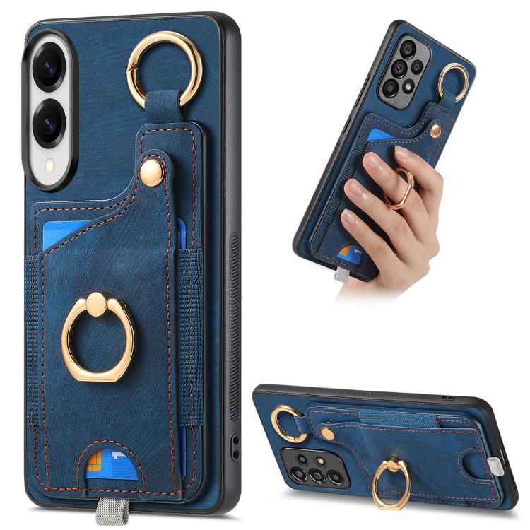 Custodia per telefono con borsa per carte ad anello in stile retrò con anello per appendere, For Samsung Galaxy A57 5G, For Samsung Galaxy A37 5G, For Samsung Galaxy S25 Edge 5G, For Samsung Galaxy A56 5G