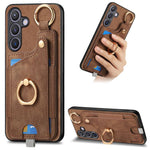 Custodia per telefono con borsa per carte ad anello in stile retrò con anello per appendere, For Samsung Galaxy A57 5G, For Samsung Galaxy A37 5G, For Samsung Galaxy S25 Edge 5G, For Samsung Galaxy A56 5G