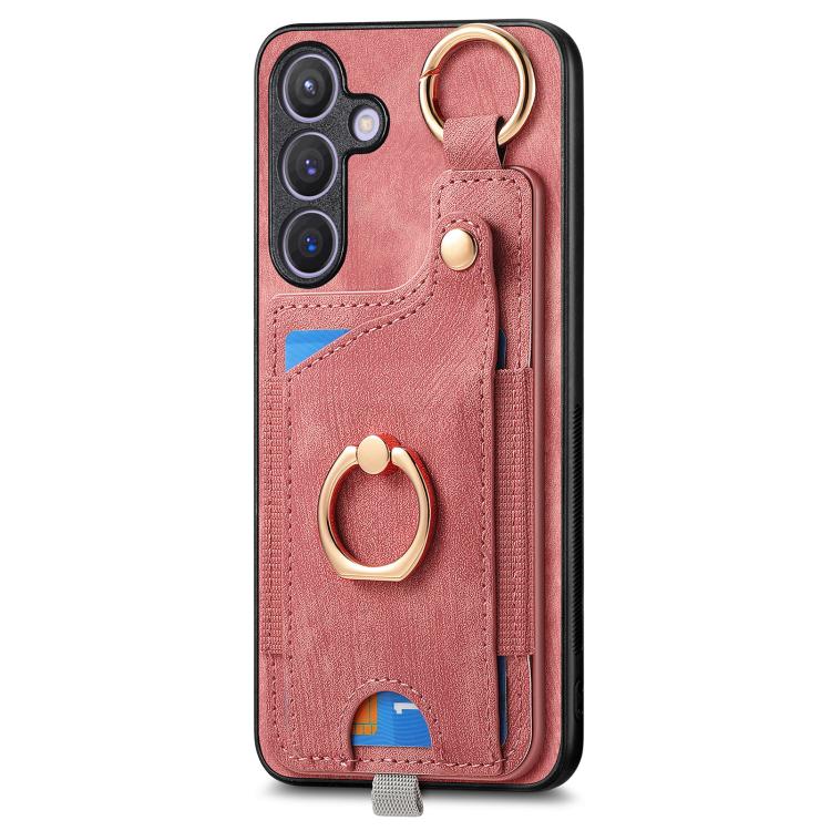 Custodia per telefono con borsa per carte ad anello in stile retrò con anello per appendere, For Samsung Galaxy A57 5G, For Samsung Galaxy A37 5G, For Samsung Galaxy S25 Edge 5G, For Samsung Galaxy A56 5G
