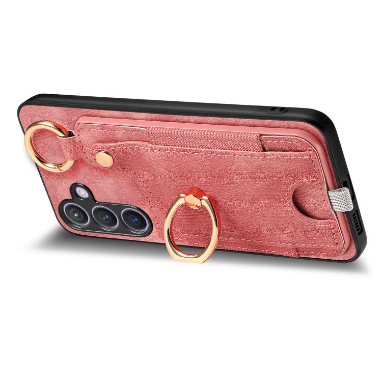 Custodia per telefono con borsa per carte ad anello in stile retrò con anello per appendere, For Samsung Galaxy A57 5G, For Samsung Galaxy A37 5G, For Samsung Galaxy S25 Edge 5G, For Samsung Galaxy A56 5G