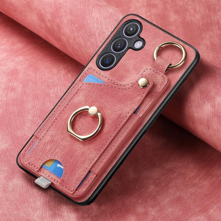 Custodia per telefono con borsa per carte ad anello in stile retrò con anello per appendere, For Samsung Galaxy A57 5G, For Samsung Galaxy A37 5G, For Samsung Galaxy S25 Edge 5G, For Samsung Galaxy A56 5G