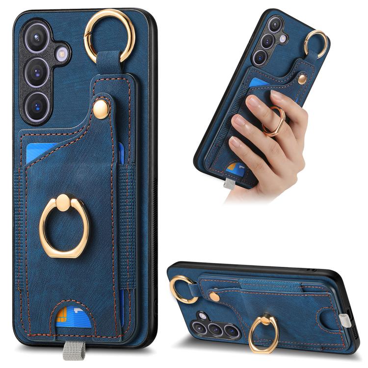 Custodia per telefono con borsa per carte ad anello in stile retrò con anello per appendere, For Samsung Galaxy A57 5G, For Samsung Galaxy A37 5G, For Samsung Galaxy S25 Edge 5G, For Samsung Galaxy A56 5G