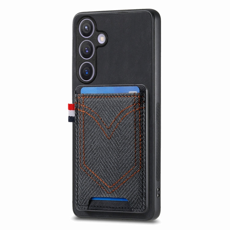 Custodia per cellulare in pelle con texture denim con slot per schede, For Samsung Galaxy A36 5G, For Samsung Galaxy S25 5G, For Samsung Galaxy S25+ 5G, For Samsung Galaxy S25 Ultra 5G