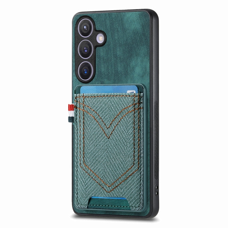 Custodia per cellulare in pelle con texture denim con slot per schede, For Samsung Galaxy A36 5G, For Samsung Galaxy S25 5G, For Samsung Galaxy S25+ 5G, For Samsung Galaxy S25 Ultra 5G