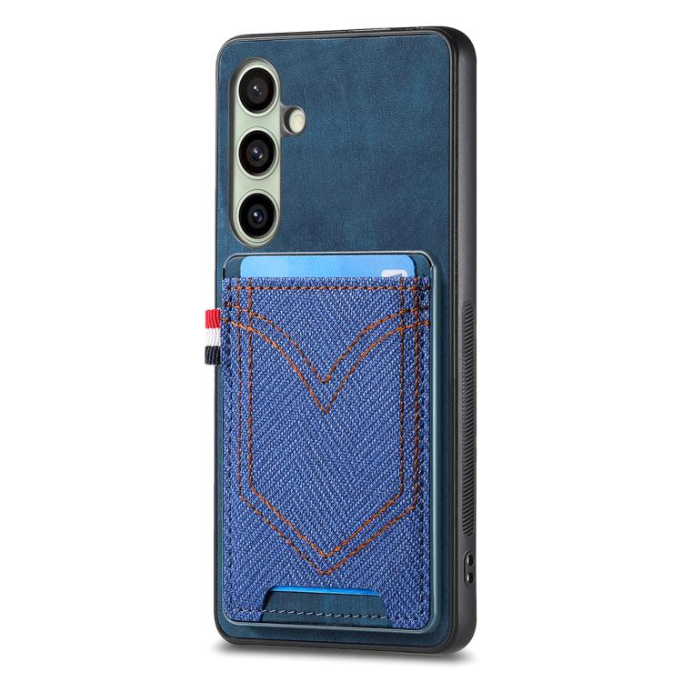 Custodia per cellulare in pelle con texture denim con slot per schede, For Samsung Galaxy A57 5G, For Samsung Galaxy A37 5G, For Samsung Galaxy S25 Edge 5G, For Samsung Galaxy A56 5G