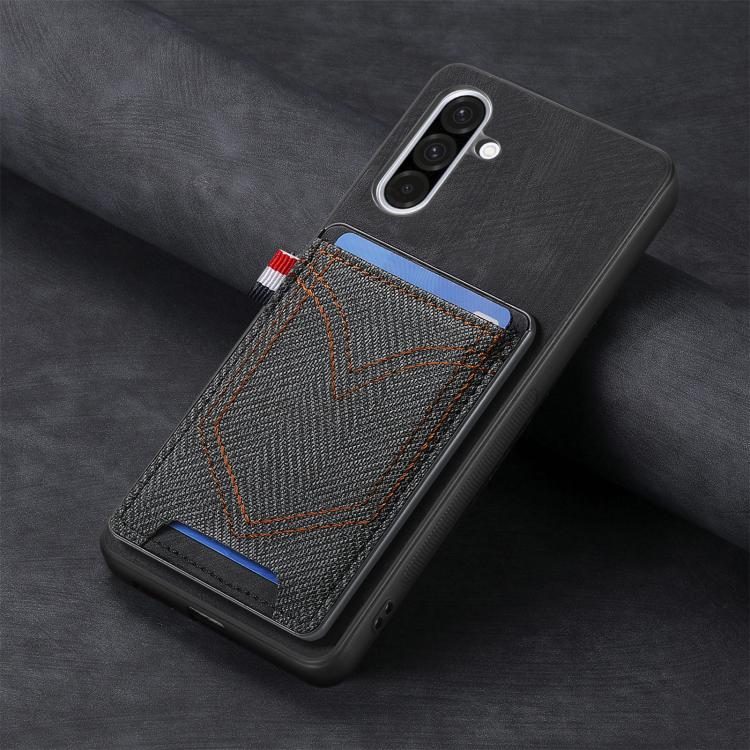 Custodia per cellulare in pelle con texture denim con slot per schede, For Samsung Galaxy A36 5G, For Samsung Galaxy S25 5G, For Samsung Galaxy S25+ 5G, For Samsung Galaxy S25 Ultra 5G