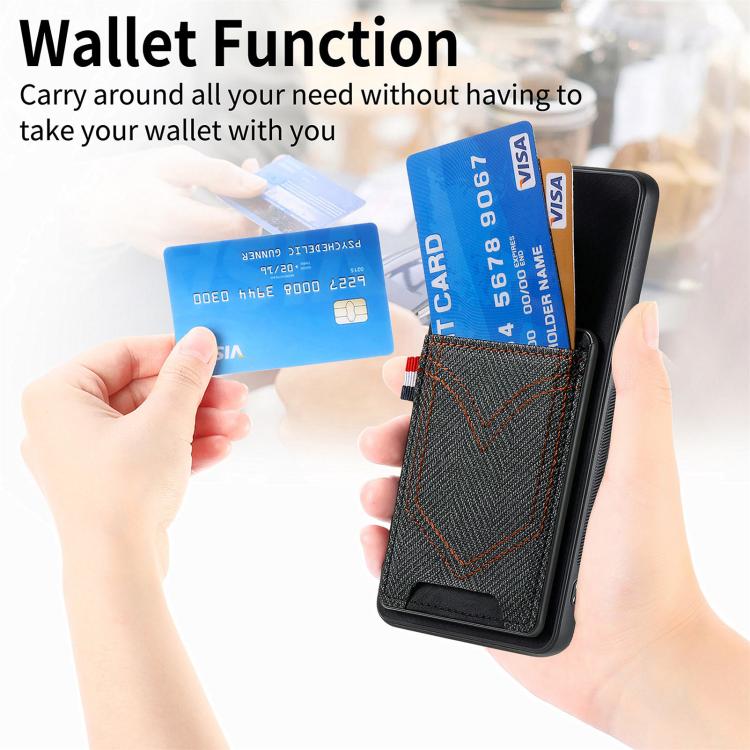 Custodia per cellulare in pelle con texture denim con slot per schede, For Samsung Galaxy A57 5G, For Samsung Galaxy A37 5G, For Samsung Galaxy S25 Edge 5G, For Samsung Galaxy A56 5G