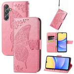 Custodia per telefono in pelle con motivo farfalla amore fiore goffrato, For Samsung Galaxy C55, For Samsung Galaxy A15