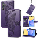 Custodia per telefono in pelle con motivo farfalla amore fiore goffrato, For Samsung Galaxy C55, For Samsung Galaxy A15