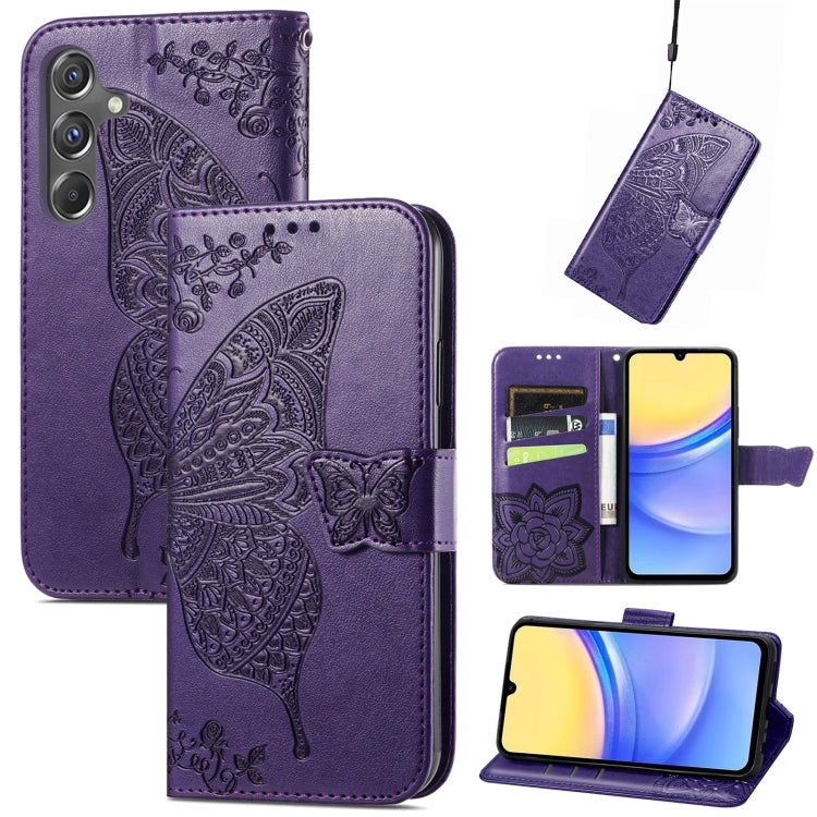 Custodia per telefono in pelle con motivo farfalla amore fiore goffrato, For Samsung Galaxy C55, For Samsung Galaxy A15