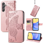 Custodia per telefono in pelle con motivo farfalla amore fiore goffrato, For Samsung Galaxy C55, For Samsung Galaxy A15