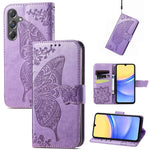 Custodia per telefono in pelle con motivo farfalla amore fiore goffrato, For Samsung Galaxy C55, For Samsung Galaxy A15