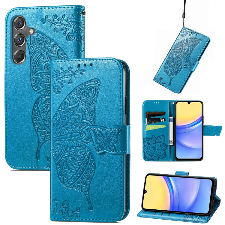Custodia per telefono in pelle con motivo farfalla amore fiore goffrato, For Samsung Galaxy C55, For Samsung Galaxy A15