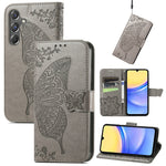 Custodia per telefono in pelle con motivo farfalla amore fiore goffrato, For Samsung Galaxy C55, For Samsung Galaxy A15