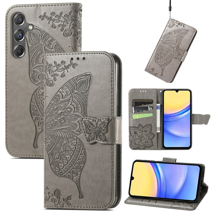 Custodia per telefono in pelle con motivo farfalla amore fiore goffrato, For Samsung Galaxy C55, For Samsung Galaxy A15
