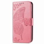 Custodia per telefono in pelle con motivo farfalla amore fiore goffrato, For Samsung Galaxy C55, For Samsung Galaxy A15