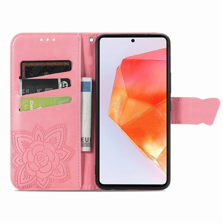 Custodia per telefono in pelle con motivo farfalla amore fiore goffrato, For Samsung Galaxy C55, For Samsung Galaxy A15