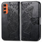 Custodia per telefono in pelle con motivo farfalla amore fiore goffrato, For Samsung Galaxy C55, For Samsung Galaxy A15