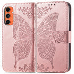 Custodia per telefono in pelle con motivo farfalla amore fiore goffrato, For Samsung Galaxy C55, For Samsung Galaxy A15
