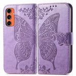 Custodia per telefono in pelle con motivo farfalla amore fiore goffrato, For Samsung Galaxy C55, For Samsung Galaxy A15