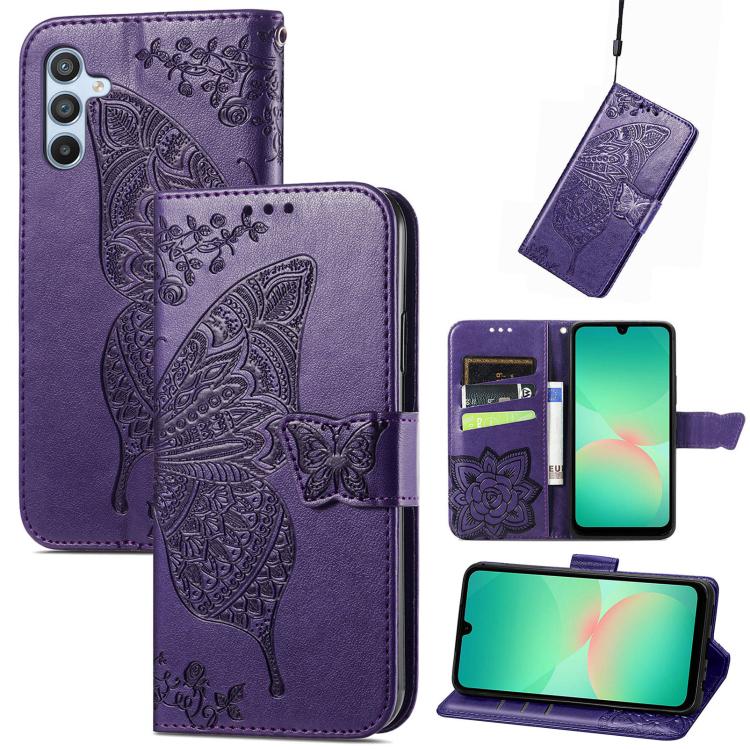 Custodia per telefono in pelle con motivo farfalla amore fiore goffrato, For Samsung Galaxy A56 5G, For Samsung Galaxy A26, For Samsung Galaxy A36 5G