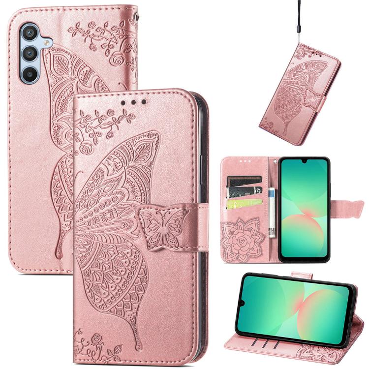 Custodia per telefono in pelle con motivo farfalla amore fiore goffrato, For Samsung Galaxy A56 5G, For Samsung Galaxy A26, For Samsung Galaxy A36 5G