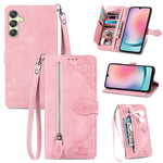 Custodia per telefono in pelle con cerniera fiore in rilievo, For Samsung Galaxy C55, For Samsung Galaxy M55, For Samsung Galaxy A25 5G