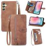 Custodia per telefono in pelle con cerniera fiore in rilievo, For Samsung Galaxy C55, For Samsung Galaxy M55, For Samsung Galaxy A25 5G