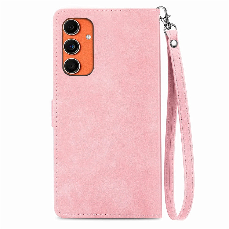 Custodia per telefono in pelle con cerniera fiore in rilievo, For Samsung Galaxy C55, For Samsung Galaxy M55, For Samsung Galaxy A25 5G