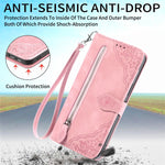 Custodia per telefono in pelle con cerniera fiore in rilievo, For Samsung Galaxy C55, For Samsung Galaxy M55, For Samsung Galaxy A25 5G