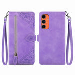 Custodia per telefono in pelle con cerniera fiore in rilievo, For Samsung Galaxy C55, For Samsung Galaxy M55, For Samsung Galaxy A25 5G