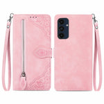 Custodia per telefono in pelle con cerniera fiore in rilievo, For Samsung Galaxy C55, For Samsung Galaxy M55, For Samsung Galaxy A25 5G