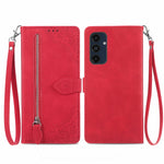 Custodia per telefono in pelle con cerniera fiore in rilievo, For Samsung Galaxy C55, For Samsung Galaxy M55, For Samsung Galaxy A25 5G