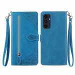 Custodia per telefono in pelle con cerniera fiore in rilievo, For Samsung Galaxy C55, For Samsung Galaxy M55, For Samsung Galaxy A25 5G