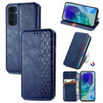 Custodia per telefono in pelle magnetica pressata a griglia cubica, For Samsung Galaxy S25 Ultra 5G, For Samsung Galaxy M55, For Samsung Galaxy A25 5G