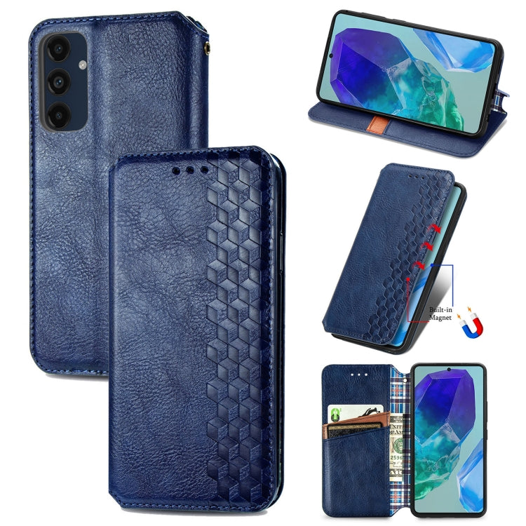 Custodia per telefono in pelle magnetica pressata a griglia cubica, For Samsung Galaxy S25 Ultra 5G, For Samsung Galaxy M55, For Samsung Galaxy A25 5G