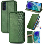 Custodia per telefono in pelle magnetica pressata a griglia cubica, For Samsung Galaxy S25 Ultra 5G, For Samsung Galaxy M55, For Samsung Galaxy A25 5G