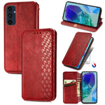 Custodia per telefono in pelle magnetica pressata a griglia cubica, For Samsung Galaxy S25 Ultra 5G, For Samsung Galaxy M55, For Samsung Galaxy A25 5G