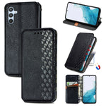 Custodia per telefono in pelle magnetica pressata a griglia cubica, For Samsung Galaxy A26 5G, For Samsung Galaxy A36 5G, For Samsung Galaxy S25 5G, For Samsung Galaxy S25+ 5G