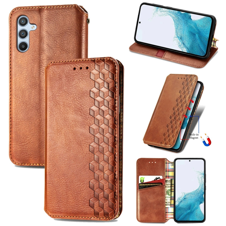 Custodia per telefono in pelle magnetica pressata a griglia cubica, For Samsung Galaxy A26 5G, For Samsung Galaxy A36 5G, For Samsung Galaxy S25 5G, For Samsung Galaxy S25+ 5G