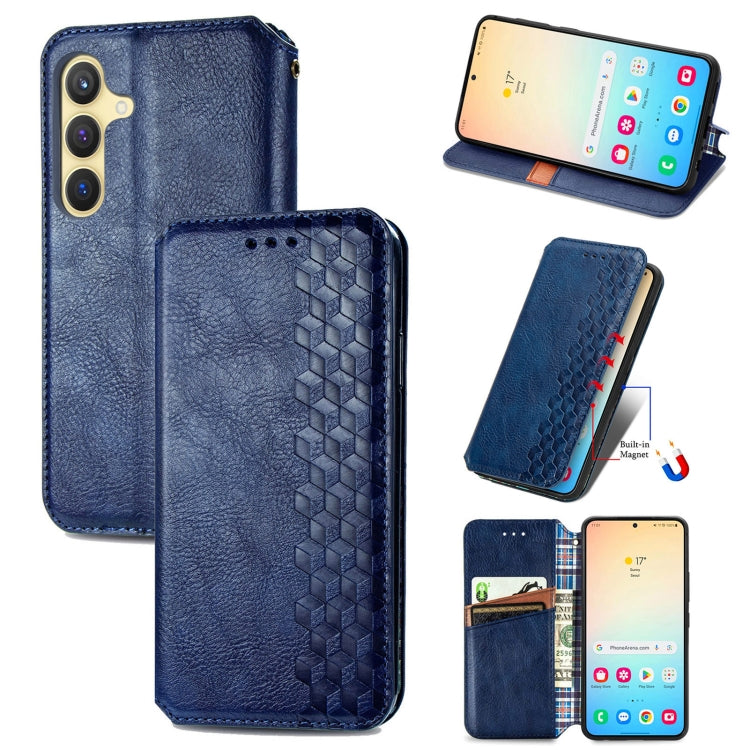Custodia per telefono in pelle magnetica pressata a griglia cubica, For Samsung Galaxy A26 5G, For Samsung Galaxy A36 5G, For Samsung Galaxy S25 5G, For Samsung Galaxy S25+ 5G