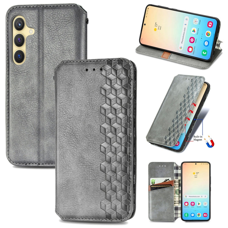 Custodia per telefono in pelle magnetica pressata a griglia cubica, For Samsung Galaxy A26 5G, For Samsung Galaxy A36 5G, For Samsung Galaxy S25 5G, For Samsung Galaxy S25+ 5G