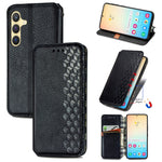Custodia per telefono in pelle magnetica pressata a griglia cubica, For Samsung Galaxy A26 5G, For Samsung Galaxy A36 5G, For Samsung Galaxy S25 5G, For Samsung Galaxy S25+ 5G