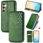 Custodia per telefono in pelle magnetica pressata a griglia cubica, For Samsung Galaxy A26 5G, For Samsung Galaxy A36 5G, For Samsung Galaxy S25 5G, For Samsung Galaxy S25+ 5G