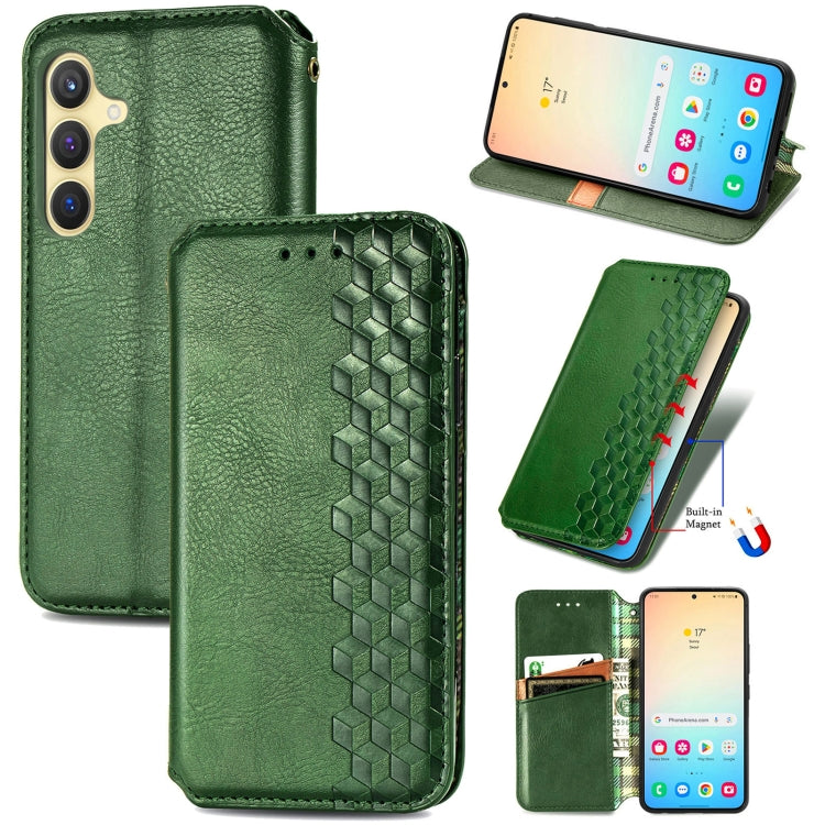 Custodia per telefono in pelle magnetica pressata a griglia cubica, For Samsung Galaxy A26 5G, For Samsung Galaxy A36 5G, For Samsung Galaxy S25 5G, For Samsung Galaxy S25+ 5G